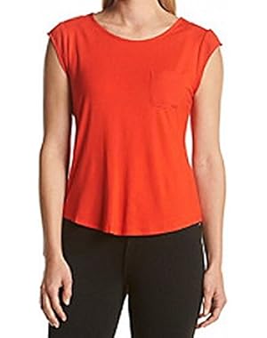 Calvin Klein Tango Women's Sheer Trim 1-Pocket Knit Top Red XS
