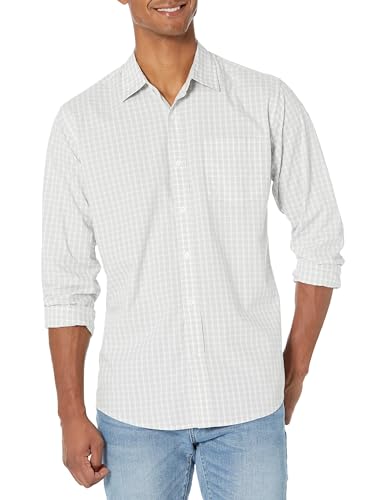 Amazon Essentials Herren Langaermeliges Business Hemd aus Popeline, Normale Passform, Gray Check, XXL
