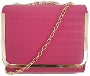 JeHouze Fashion women Crossbody Purse Gold Chain Handbag (Magenta)
