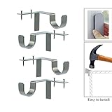 Trendia Single Curtain Rod Brackets,2pair Curtain Rod Holders Set, Tap Right Into Window Frame Hang Curtain Brackets Decoration(Silver 4 PC