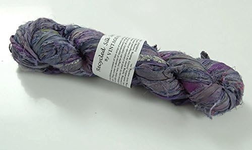 100g Recycled Sari Silk Ribbon Yarn, Jewelry Making Trim - Dirty Purple Mix