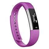 moreFit Fitness Tracker, Slim Touch Screen Activity Health Tracker Wearable Pedometer Smart Wristband, Silver/Purple