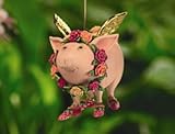 Patience Brewster Rose Flying Pig Ornament - Krinkles Christmas Décor New 08-30324