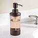 mDesign Decorative Bamboo Refillable Liquid Soap Dispenser Pump Bottle for Bathroom Vanity Countertop, Kitchen Sink - Holds Hand Soap, Dish Soap, Hand Sanitizer, Essential Oils - Amber/Espresso Brown