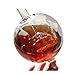 NEX Whiskey Decanter, World Etched Glass Globe Liquor Decanter with Antique Ship inside and Wooden Stand, for Liquor, Bourbon, Vodka or Wine(1000ml)