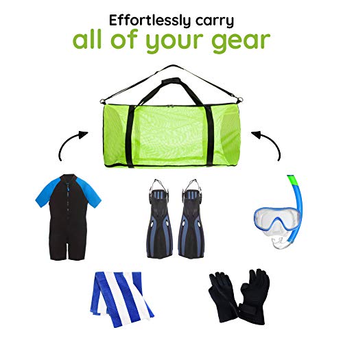 LISH Mesh Dive Bag - XL Multi-Purpose Equipment Diving Duffle Gear Tote, Ideal for Scuba, Snorkeling, Surfing and More (Yellow)