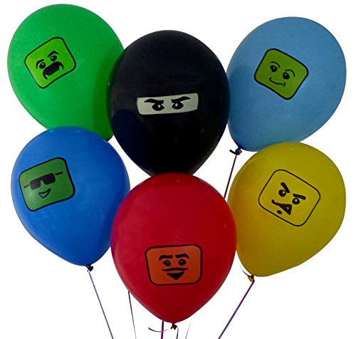 Giant Set of Brick Theme Birthday Balloons (24-Pack) - 12 Inch Party Balloons - Birthday Party Supplies Great for Themed Kids Birthday Party Decorations and Party Favors!