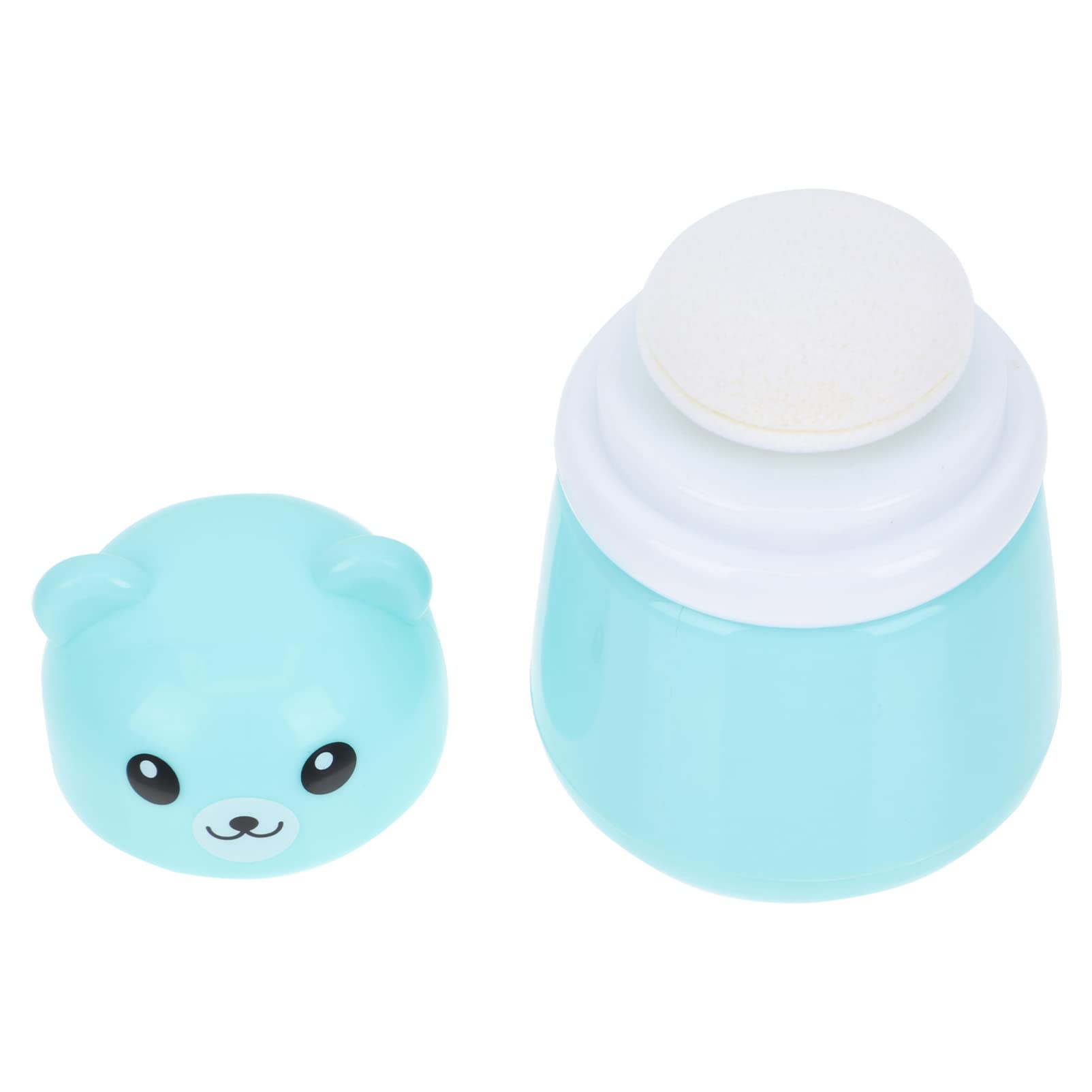 Lurrose Puff Skincare Containers Loose Powder Container Portable Loose Powder Case with Mushroom Sponge Puff Refillable Powder Bottle Jars for Home Outdoor, Blue Makeup Powder Travel