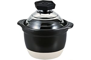 HARIO GNR-150-B-W Rice Pot with Glass Lid, 1 to 2 Cups, Visible Inside, Heat-Resistant Glass, Ceramic, Made in Japan