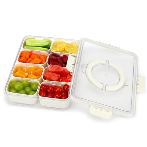 Snack Box with Compartments Snack Plate with Lid Snack Box Children, Snack Boxes for Storing Sweets, Nuts, Biscuits, Fruits and Sweets, Suitable for Picnics and Family Reunions (1)