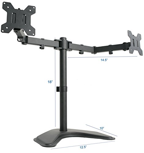 VIVO-Dual-Monitor-Free-Standing-Stand-up-Desk-Mount-Adjustable-Fits-up-to-27-Screens