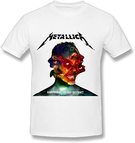 Dalef Men's Metallica Hardwired Anime O Neck T Shirt Size XL US White