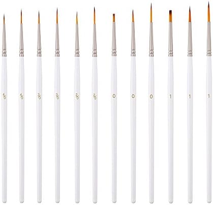 Handmade Detail Paint Brush Set,12 Pcs fine point paint brushes, Great for Acrylic, Watercolor, Oil Miniatures Art Painting &amp; Detail Rock Painting - Supplies by Runwinker