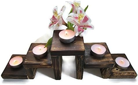 Rustic 5 Tier Candle Holder - Torched Wood