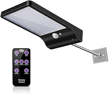 Exterior Lámpara Solar, 36 LED Regulable Con Control Remoto Y ...