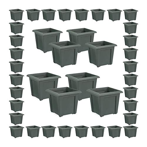 Relaxdays 40 x Pflanzkübel, quadratisch, außen u. innen, Kunststoff, Pflanztopf, Füllmenge 5 Liter Erde, Blumenkübel…