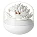Lotus Cotton Swab Holder,Cotton Bud Small Q-tips Toothpicks Brushes Holder Box Case Storage Organizer Jar with Clear Lid Dustproof Cover (Black + White)