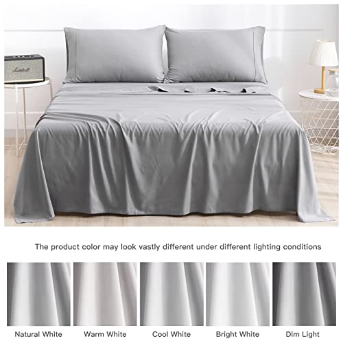 Buyoung Queen Bed Sheet Set - 4 Piece Set,14 inch Deep Pocket,1800 Microfiber, Ultra Soft,Wrinkle Free,Fade, Stain Resistant Washable,Breathable,1 Fitted Sheet,1 Flat Sheet,2 Pillowcases(Grey)