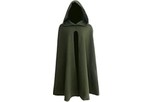 JEGERMIG Green Medieval Hooded Cloak for Men Renaissance Wizard Themed Halloween Costumes