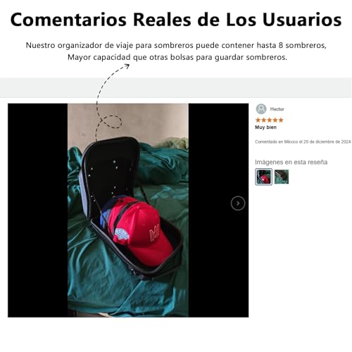 Maleta Oversize para gorras 8 New Era, Funda de Viaje Impermeable para Sombrero con cremallera, Asa, Bandolera, Material EVA engrosado, Resistente a la presión y anticolisión, Protege Sombreros
