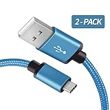 Samsung Galaxy S8 Plus Charger, Benicabe (2-Pack 6FT) USB Type C Samsung Adaptive Fast Charging Cable Nylon Braided Cord for S9/S9 Plus, S8 Plus, Note 8, Note 9 and More(Coral Blue)