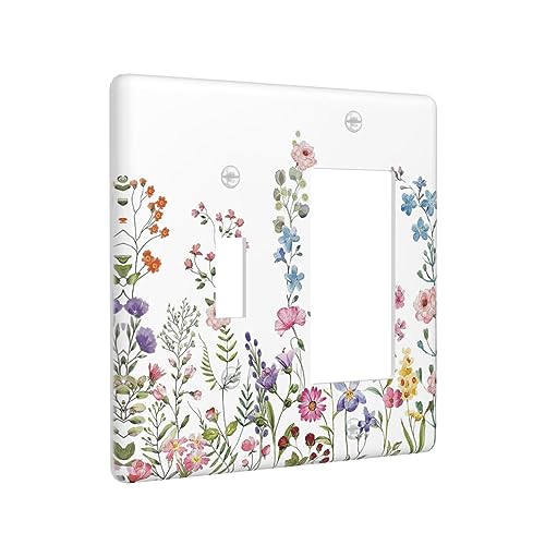 Rustic Wild Floral Vintage Watercolor Flower 2 Gang Combination Light Switch Cover Decorative Toggle Rocker/Decora Wall Plate Electrical Faceplate for Bathroom Kitchen Home Decor at Amazon