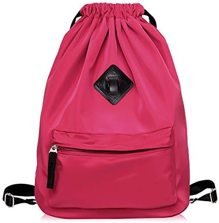 Geekbuzz Waterproof Drawstring Packpack Bag Sports Gym Bag with Zipper Pockets for Beach, Sport, Traveling, Hiking