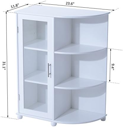 New Multi-tier Bathroom Storage Cabinet MDF Floor Shelf Organizer Furniture White