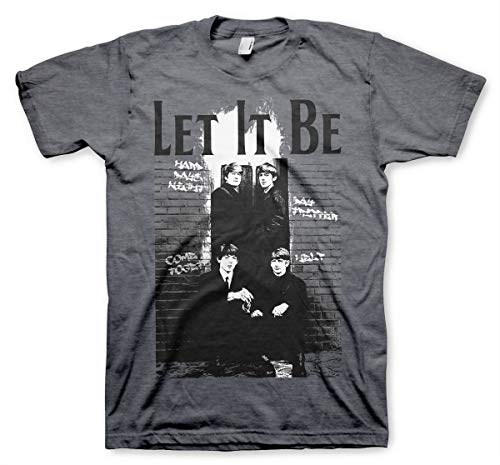 Générique Officiellement sous Licence Beatles – Let It Be T-Shirt pour Hommes (Gris Foncé) - Les Beatles, Paul McCartney, John Lennon, RIngo Starr, George Harrison Générique Officiellement sous Licence Beatles - Let It Be T-Shirt pour Hommes (Gris Foncé)