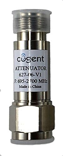 Cogent’s 6dB attenuator N-Type (Male/Female) supporting frequency range of DC-3000 MHz with an average power rating of 5 watts