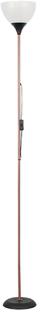 MiniSun Modern Copper Black Uplighter Floor Lamp with White Shade view 9