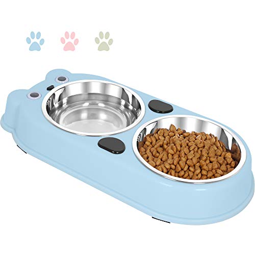 UPSKY Double Dog Cat Bowls Double Premium Stainless Steel Pet Bowls