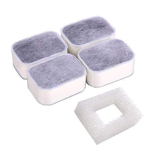 YOUTHINK Replacement Pet Fountain Filters, 4Pcs Premium Cotton Activated Carbon and 1Pcs Foam Filters Ceramic Cat Water Fountain