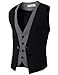 H2H Mens Fashion Business Suit Layered Vest With Chain Rings (CMOV01) BLACK, US S (Asia M)