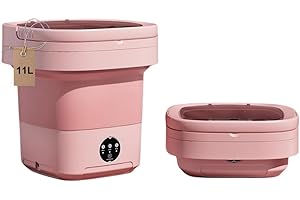 GRINCHAT Portable washing machine,Mini Washer,11L upgraded large capacity foldable Washer.Deep cleaning of underwear, baby clothes and other small clothes.Suitable for apartments, dormitories, hotels. (Pink)
