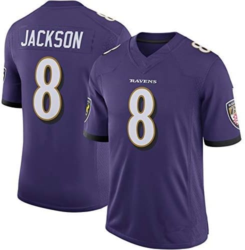 Men NFL Rugby Jersey Football clothing-Baltimore Ravens #8 Lamar Jackson- Mens Rugby Fan T-Shirts Print Top Short Sleeve for Men