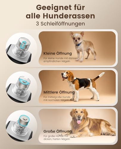 oneisall Dog Claw Grinder with 360° LED Light, Dog Claw Cutter for Dogs Large and Small 6 Speeds up to 12000rpm, Quiet 40dB Claw Cutter for Dogs 3 STU. Battery Life