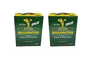 2x 3 Liter Retsina Malamatina Bag in Box mit Zapfhahn geharzter Weißwein aus Griechenland - griechischer traditioneller Weiß 
