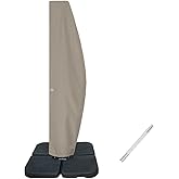 Patio Umbrella Cover for 10FT to 11FT Offset Umbrella, Water Resistant, Curved Cantilever and Straight Pole Parasol Outdoor Umbrellas Cover with Zipper and Rod
