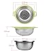 BONOW Colander Stainless Steel with Handle and Base 5-Quart Kitchen Strainer Baskets Match Mixing Bowl for Food Vegetable Rice Fruit Pasta Spaghetti- Green