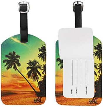 MRMIAN Tropical Beach Palm Tree Luggage Tag for Baggage Suitcase Bag Leather 1 Piece