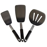 HuaLan 3-Piece Silicone Turner Spatula Set Flexible Rubber Silicone 600ºF Heat-Resistant Spatulas BPA Free Kitchen Utensil