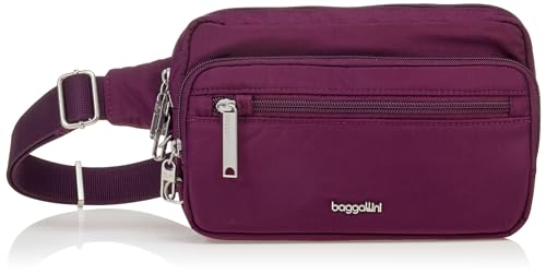 Baggallini Anti-theft Belt Bag - 9'x5' Securtex Fanny Pack Sling Crossbody Bag RFID - Locking Zipper Pull Slash-Resistant