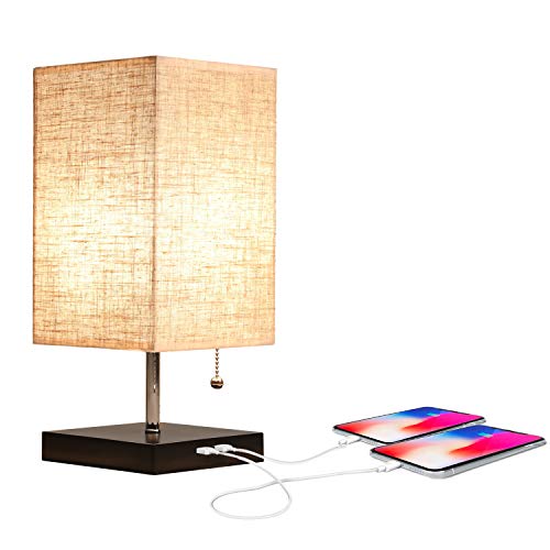 APBEAMLighting Table Lamp with USB Ports Modern Nightstand Lamp with