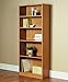 Mylex Five Shelf Bookcase; Three Adjustable Shelves; 11.63 x 29.63 x 71.5 Inches, Oak, Assembly Required