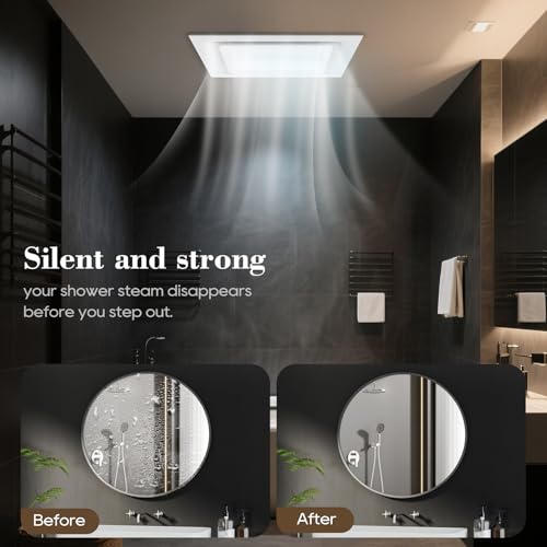 Gopper 12" Ultra Quiet Bathroom Exhaust Fan with 6500K LED Light, 1.0 Sone 120 CFM, 10x10 Mount, 1500 LM Ceiling Ventilation Fan, Energy Efficient (6500K LED-W)