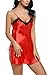 Avidlove Women Sexy Lingerie Satin Nightgown Chemises Slip Sleepwear Red M