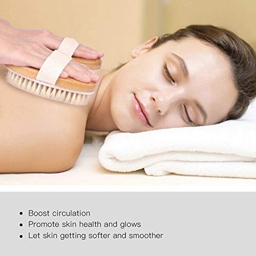 2pcs Shower Brush Bath & Dry Skin Body Brushing, Back Scrubber with Anti-slip Long Detachable Wooden Handle, 100% Natural Bristles, Perfect for Exfoliating, Detox and Cellulite, Blood Circulation - Thumbnail 2