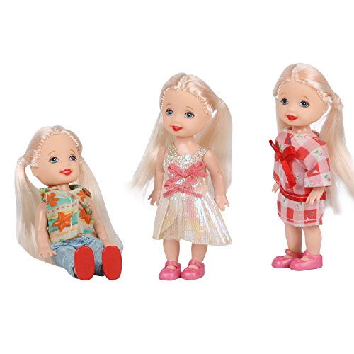 Huang Cheng Toys Pack of 10 Color-hair 4'' Mini Doll with Colorful Clothes Costume - Thumbnail 3