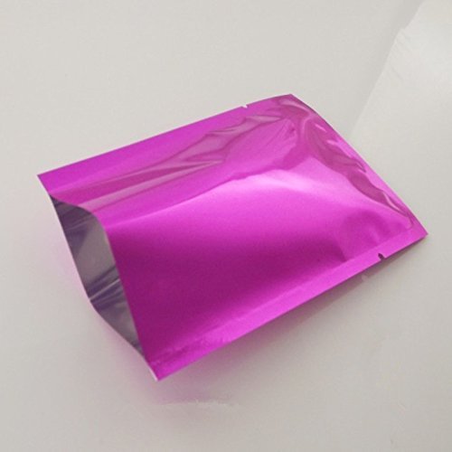 100 Pcs Multi Colors-Sizes 3.1mil Mylar Aluminum Foil Vacuum/Heat Sealable Bags with Notch Sample Packet Heat Seal Mylar Food Storage Jerky Pouch (2.4"x3.5" (1.97”x3.35” inner size), Purple) - Thumbnail 3